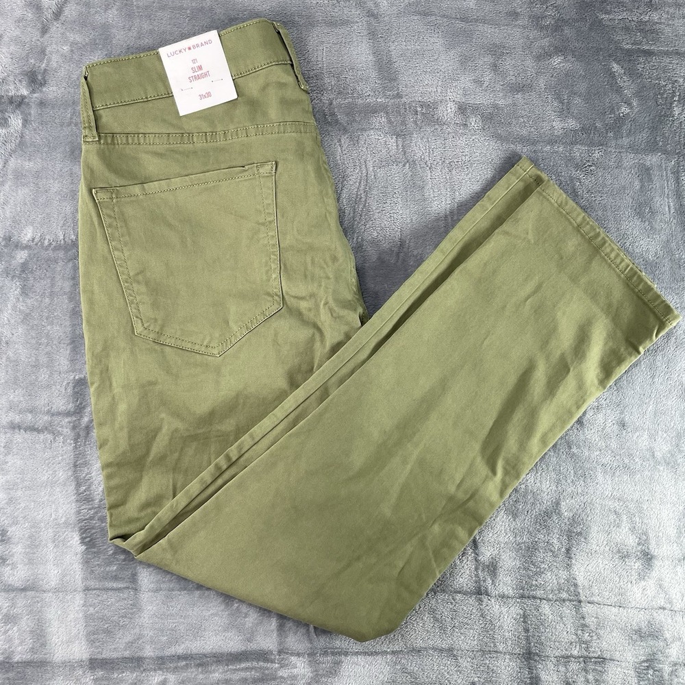 Lucky Brand 121 Pants Men's Size 31X30 Jeans Slim Straight Green Stretch NWT